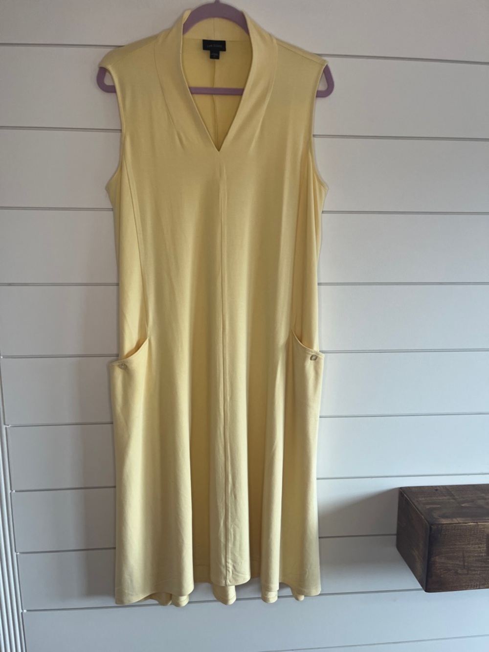 J. Jill Sleeveless V-Neck Midi Dress in Soft Butter Yellow Size Large